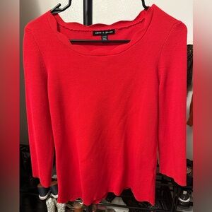 Cable and Gauge Vibrant Red Long Sleeve Sweater